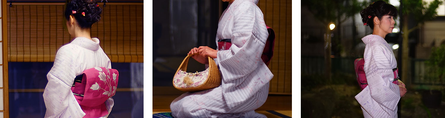 夏は絽の着物着付け写真