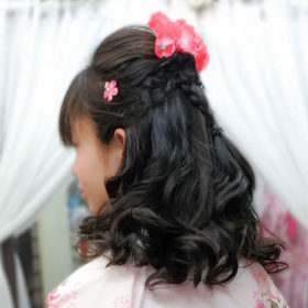 小学生袴の髪型ハーフアップ